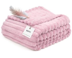 BOTC Luxe Fleece deken - Plaid - Super Zacht, Warm en Donzig - Cadeau - 200x230cm - Roze