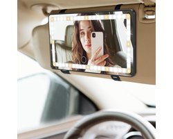 BOTC Make-upspiegel - voor Auto-zonneklep - met Verlichting - 3 Lichtstanden & 60 LED's - Oplaadbaar, Dimbaar & Touchbediening