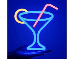 BOTC Neon Lamp - Wandlamp - Neon Verlichting - Neon Led Lamp - Cocktail - Blauw/Roze