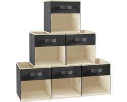 BOTC Opbergmand met Transparant venster - 6 Stuks - Handig - Vouwbare box - Textiel - Kast Organizers - 20L - Zwart
