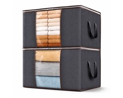 BOTC Opbergzak Organizer - Opbergtas 75L liter - Set van 2 - 100*50*15cm - Opvouwbare Kledingopslag - Grijs/Transparent