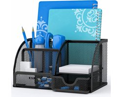 BOTC Pennenbak - 7 in 1 Pennenhouder - Bureau Organizer - Desk - Metaal - Zwart