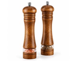 BOTC Peper en Zoutmolen set - 2 stuks - Handmatig - Houten zout- en pepermolenset - Kruidenmolen Navulbare Zoutmolenset
