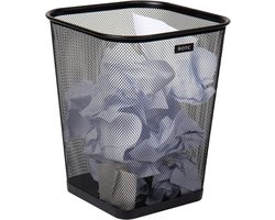 BOTC Prullenbak - 15L - Afvalemmer - Papierbak - Mesh Metaal - Papiermand - Prullenmand voor onder Bureau - Zwart