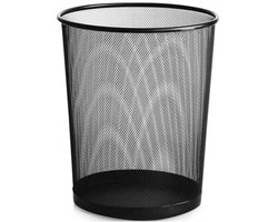 BOTC Prullenbak - 20L - Afvalemmer - Papierbak - Mesh Metaal - Papiermand - Prullenmand voor onder Bureau - Zwart