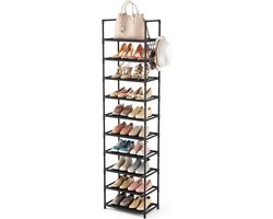 BOTC Schoenenrek - Schoenenkast - 10 Lagen Schoenenrek - voor 25 Paar - 175x46x28cm - Schoenen Opbergsysteem – Zwart