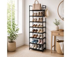 BOTC Schoenenrek - Schoenenkast - 10 Lagen Schoenenrek - voor 25 Paar - 175x46x28cm - Schoenen Opbergsysteem – Zwart