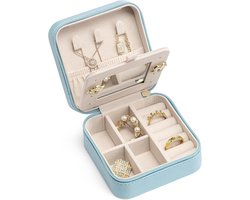 BOTC Sieradendoos - Sieraden Organiser met Spiegel - Cadeau voor Vrouwen en Meisjes - Blauw