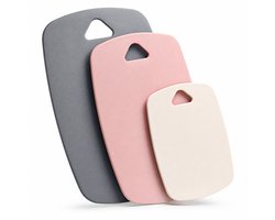 BOTC Snijplanken Set 3 Stuks - Kunststof Keuken Snijplanken - Antibacteriële Snijplank voor Vlees, Vis, Groente & Brood - Roze