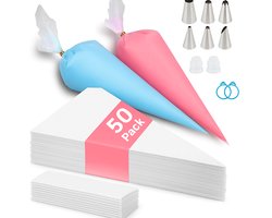 BOTC Spuitzak met spuitmondjes - 50 stuks Garneerspuit - 6 spuitmondjes - PE Spuitzakken