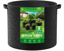 BOTC Stoffen kweekzakken - 5 gallon - Verdikte niet-geweven tuinpotten - Kweekzakken met handvatten - 1 stuk - Zwart
