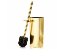 BOTC Toiletborstel Met Houder - Vrijstaand - Wc Borstel Houder - Toiletborstelhouder vrijstaand - Vierkant -Goud