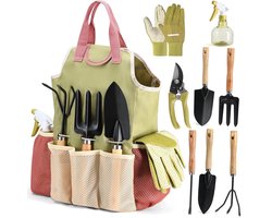 BOTC Tuingereedschap 10-delig - Tuingereedschapset met Opbergtas - Complete Tuinset voor Tuinieren - Handgereedschap voor Balkon, Kas & Tuin - Tuincadeau