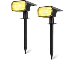 BOTC Tuinverlichting op Zonne Energie - Set van 2 stuks - Solar Buitenverlichting - LED Buitenlamp - Tuinlamp Waterdicht