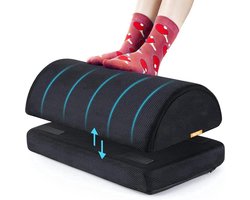BOTC Voetensteun - 2 Verstelbare Hoogtes - 43x28x13cm - Traagschuim - Bureau - Ergonomisch - Wasbaar - Zwart