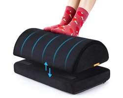 BOTC Voetensteun - 2 Verstelbare Hoogtes - 43x28x13cm - Traagschuim - Bureau - Ergonomisch - Wasbaar - Zwart
