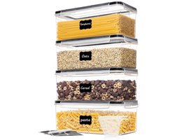 BOTC Voorraadpotten - 4 Stuks - 3.2L*4 Voorraadbussen - Luchtdichte Deksels - Kunststof - BPA vrij