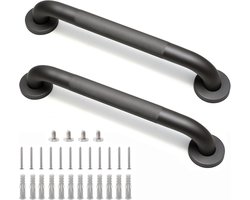 BOTC Wandbeugel 40 cm - extra grip - Douche Handgreep - 2stuks - Wandbeugel Badkamer - Toiletbeugel - Veiligheidsbeugel - Zwart