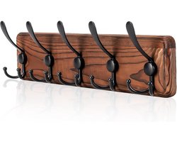 BOTC Wandkapstok - Kapstok 15-haken - Kapstok Hangend - 42x11cm - Hangende kapstok Muur of Wand - Zwart/Bruin