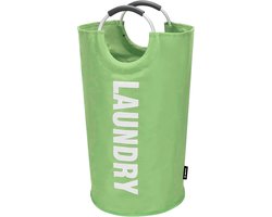 BOTC Wasmand - Waszak - Laundry basket - Wassorteerder - 38x63 cm - waszak vouwbaar - draagbaar wasbox - Groen
