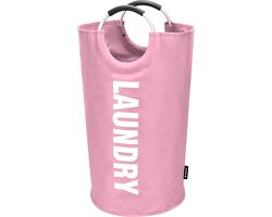 BOTC Wasmand - Waszak - Laundry basket - Wassorteerder - 38x63 cm - waszak vouwbaar - draagbaar wasbox - Roze