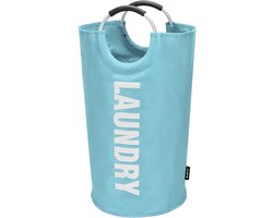 BOTC Wasmand - Waszak - Laundry basket - Wassorteerder 82 liter - 38x72 cm - waszak vouwbaar - draagbaar wasbox - Blauw