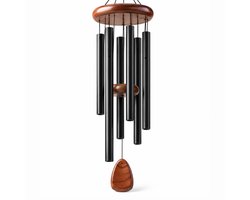 BOTC Windgong - Windvanger - 68cm - Tuin decoratie - Vijf Staafjes - Rond - Hout en Metaal
