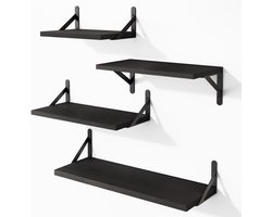 BOTC Zwevende Wandplank - 4 Laags - Boekenplanken - Industrieel - Hout - Wit