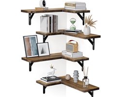 BOTC Zwevende Wandplank - 4 Laags - L shape - Industrieel - Hout
