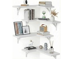 BOTC Zwevende Wandplank - 4 Laags - L shape - Industrieel - Wit