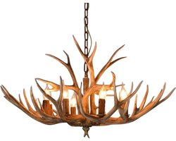 Botec Vintage Gewei LED Kroonluchter - hanglamp - hang lamp - realistische harsgeweien en handgeschilderde afwerking - Ø66,5 cm