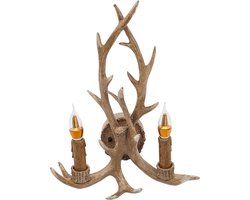 Botec Vintage Gewei wandkandelaar voor binnen - wand windlicht - Muurkandelaar - met ward LED-licht - 38 x 50 cm