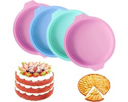 Boterkoekvorm - Ø 19 cm - Quichevorm - Siliconen bakvorm - Cakevorm Rond - Voor gelaagde cake, cheesecake - Roze/blauw/groen