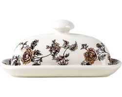 Botervloot Porselein - Boterbakje Dekselhouder - Keuken Opslag Serveren - Klassiek Design Knop - Wit