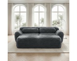 Botloze bank - modulaire slaapbank met 2 voetenbankjes - tweepersoonsbank - geen montage nodig - woonkamerbank - grijs