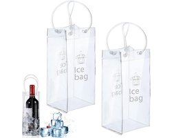 Bottle Cooler Ice Bag - 2 Pcs PVC Cooler Bag - Transparant Ice Bag - Leakproof Wine Cooling Cuff met Handvat voor Bier - Dranken