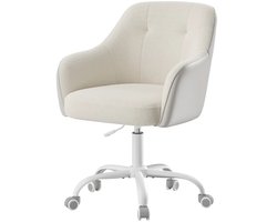 Boucle Bureaustoel – Crème, Verstelbaar, met Wielen