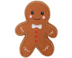 Bouclé Peperkoekman Kussen – Kerst Kussen in Peperkoek Vorm – Zachte Fleece Textuur – 25x34 cm – A Christmas Wish Collectie