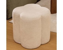 Bouclé Poef Ø 35 cm Rodin Wit