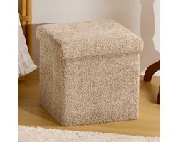 Bouclé Poef + Opbergbox Eden Taupe