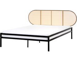 BOULIN - Tweepersoonsbed - Zwart - 140 x 200 cm - PE rotan