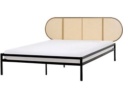BOULIN - Tweepersoonsbed - Zwart - 160 x 200 cm - PE rotan