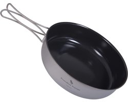 Boundless Voyage - Titanium - Anti-aanbaklaag - Koekenpan - Lichtgewicht - Koekenpan - Bakplaat - Wandelen - Kamperen - Klein bord - Schotelkom - Buitenkookgerei met keramiek - Coating inklapbare handgreep - Geschikt voor Gebakken - Ei - Biefstuk