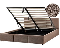 BOUSSE - Bed met opbergruimte - Taupe - 160 x 200 cm - Bouclé