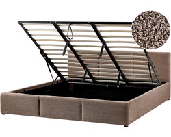 BOUSSE - Bed met opbergruimte - Taupe - 180 x 200 cm - Bouclé