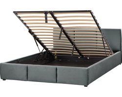 BOUSSE - Tweepersoons boxspring - Donkergrijs - 160 x 200 cm - Fluweel