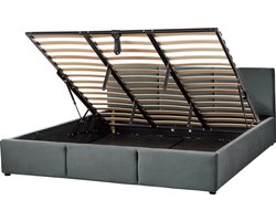 BOUSSE - Tweepersoons boxspring - Donkergrijs - 180 x 200 cm - Fluweel