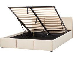 BOUSSE - Tweepersoons boxspring - Lichtbeige - 160 x 200 cm - Fluweel