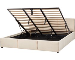 BOUSSE - Tweepersoons boxspring - Lichtbeige - 180 x 200 cm - Fluweel