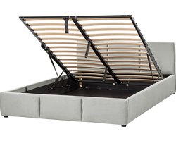 BOUSSE - Tweepersoons boxspring - Lichtgrijs - 160 x 200 cm - Fluweel
